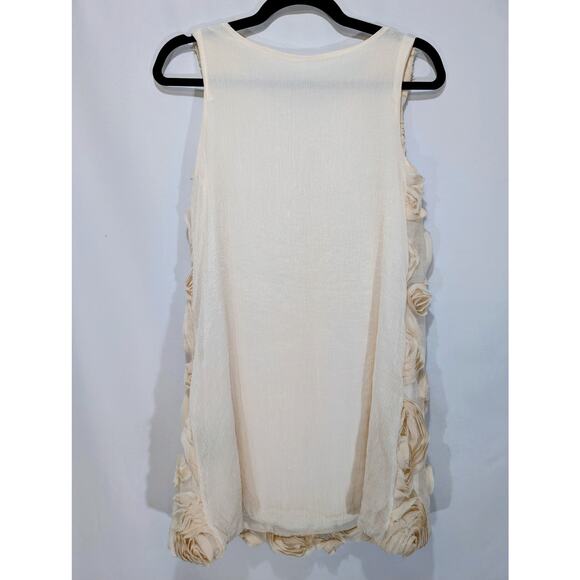 Calvin Klein 100% Silk Rosette Sheath Dress Size 6 Ivory With Pale Pink Rosettes - Picture 5 of 8